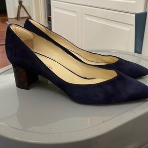 Sarah flint Navy Suede block tortoise heel size 41